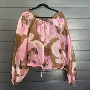 NWOT Lee Mathews Poppy Blouse • Silk Organza